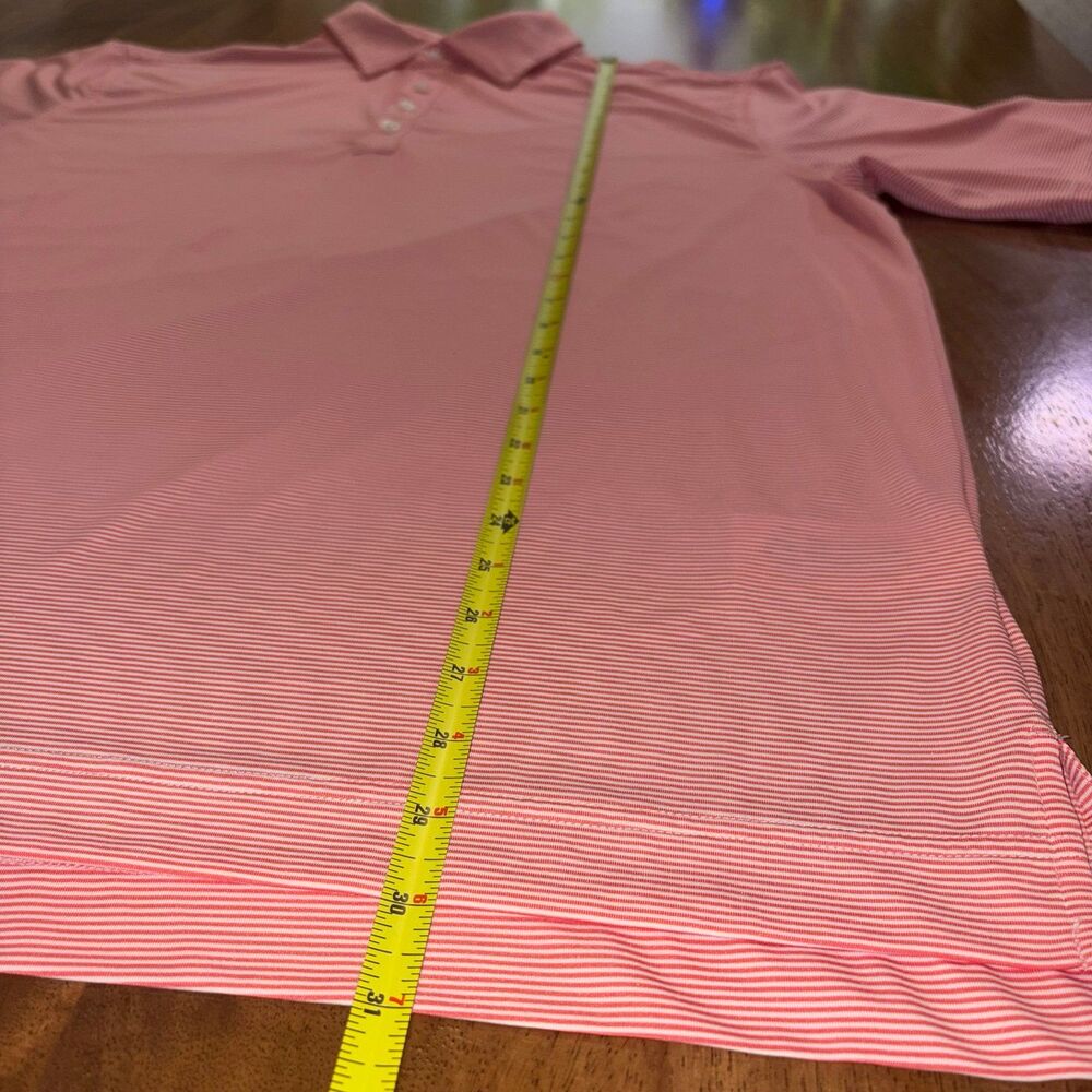 FootJoy Mens Pink Striped Golf Polo Shirt Large Short Sleeve Performance - Picture 7 of 7